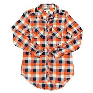 Treasure & Bond Flannel Plaid Button Down Tunic Shirt Top